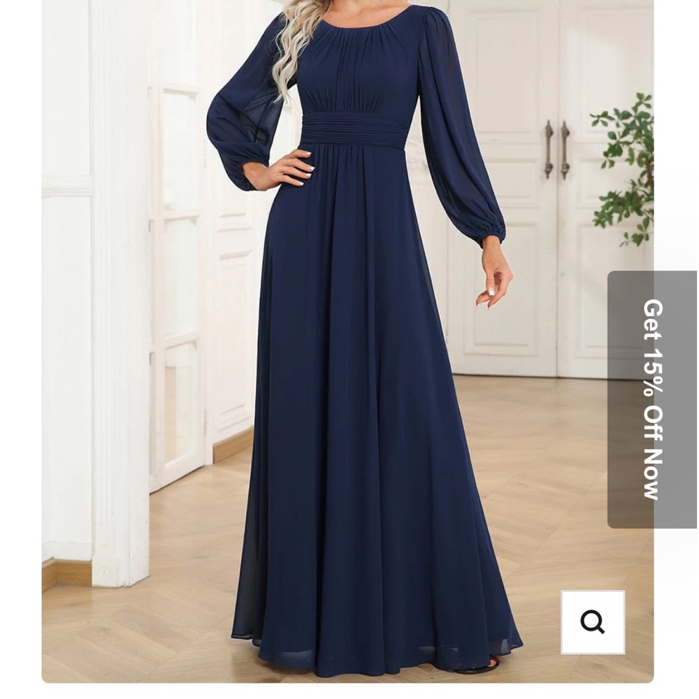 Chiffon High Empire Waist Puff Sleeve Mother Dress